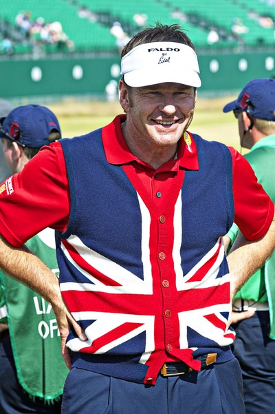 Nick Faldo Wearing Union Jack Vest