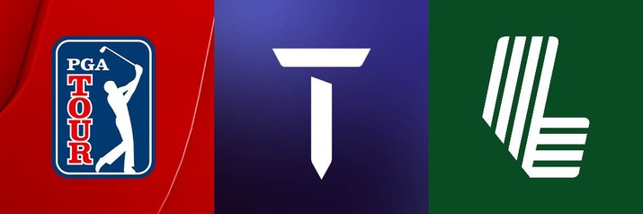 PGA Tour, DP World Tour and and LIV Golf Logos