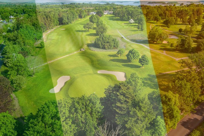 Irish Flag Across Irish Golf Course Aerial View