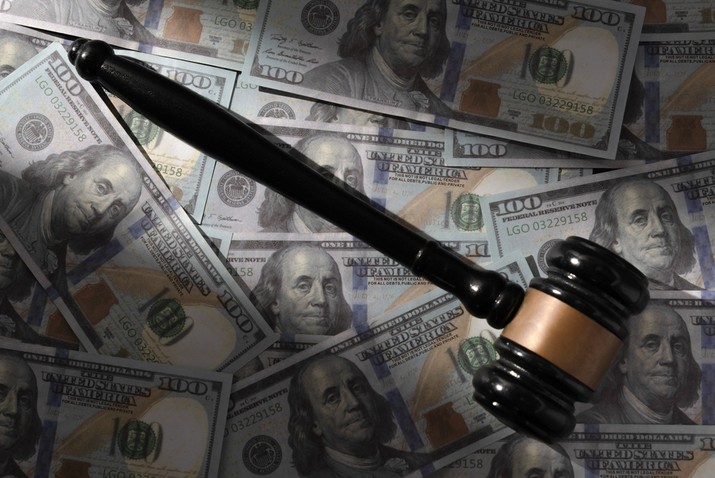 Gavel on Dollar Bills